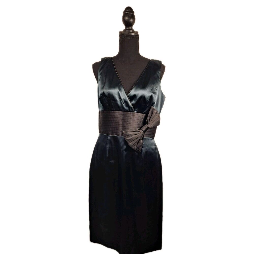 Eliza J New York Women's Cocktail Dress Size 10 Hunter Green Bow Banded Waist